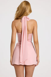 Oh Polly Nola robe mini satin rose pâle évasée
