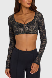 Oh Polly Tops Scout Crop Top Dentelle Noir Stretch