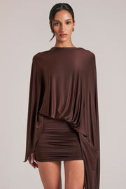 Oh Polly cape robe mini marron chocolat dos ouvert