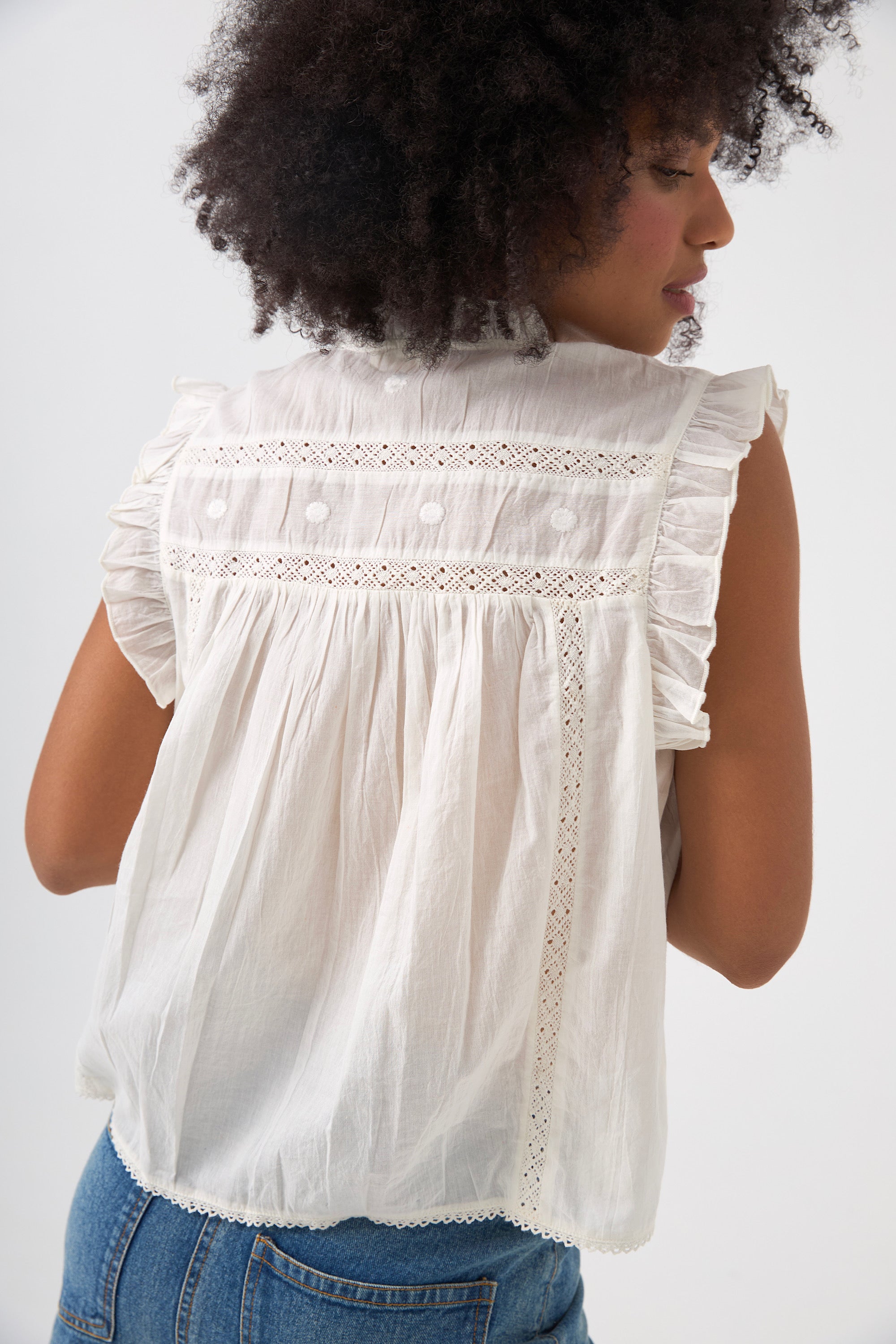 Chicosoleil Tops Sophie top blanc sans manches coton