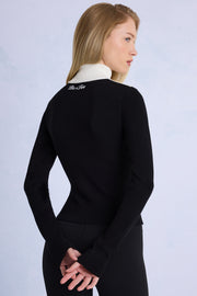 Oh Polly Tops BT2411 haut noir manches longues col roulé