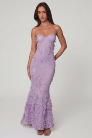 Oh Polly Amal robe maxi lilas corset à sequins