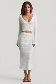 Oh Polly Skirts Yasira jupe midaxi White maille
