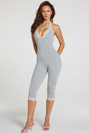 Oh Polly Jumpsuits combinaison capri grise dentelle modal