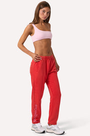 Oh Polly BT1352 Trousers jogging rouge oversize coton