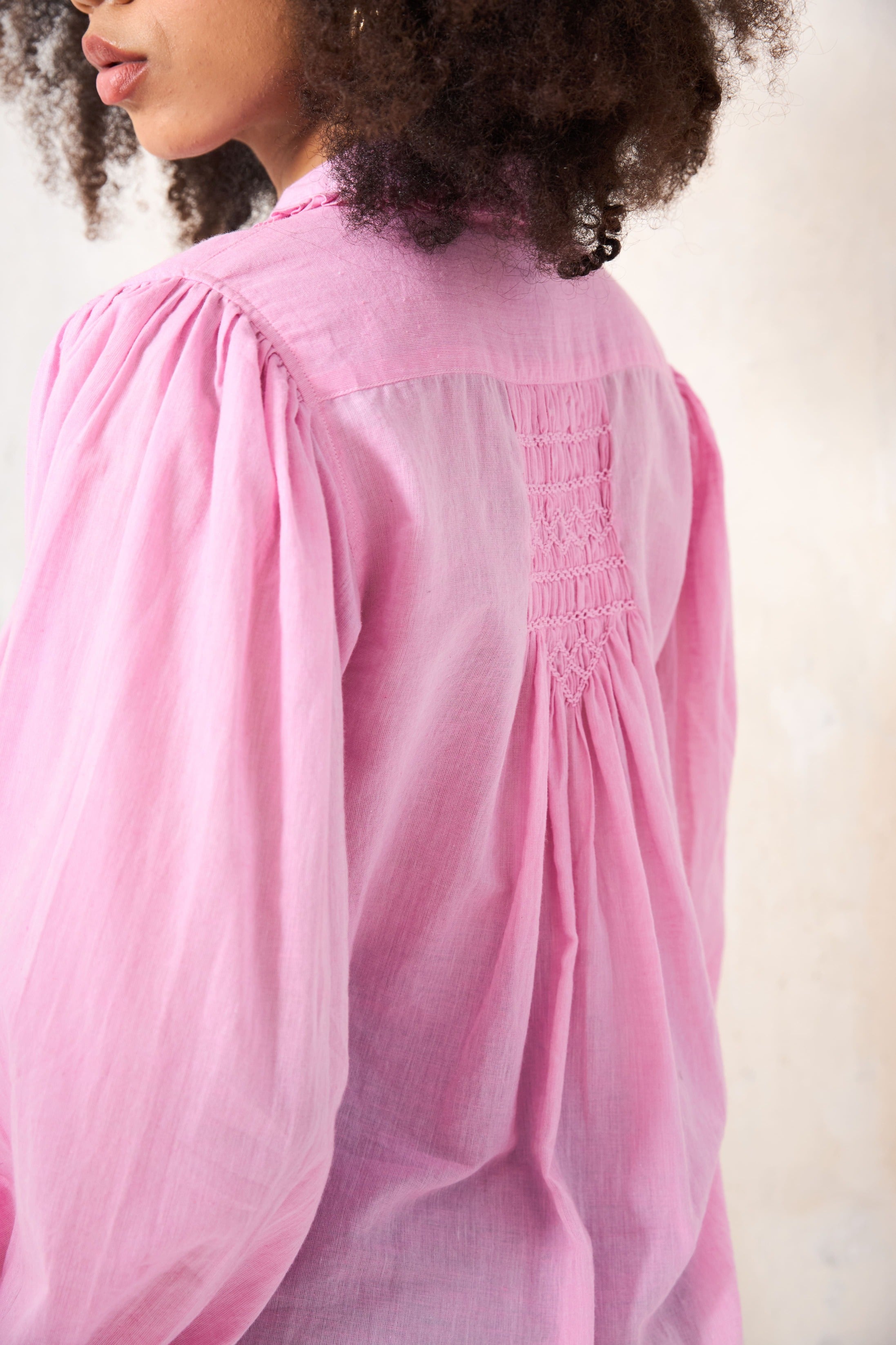 CHICOSOLEIL CANDIE chemise chambray rose col Claudine XS-XL