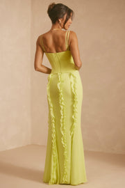 Oh Polly Perrine 6917 robe maxi vert lime corset satin