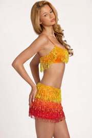 Oh Polly Aerin Fringed Bralette top à franges orange ombré