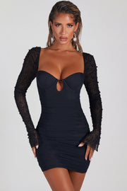 Oh Polly St. Germain mini robe perles noir 4557