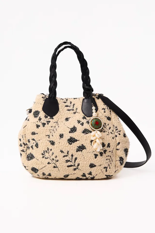 Chicosoleil Anahi sac besace crème fleurs cuir