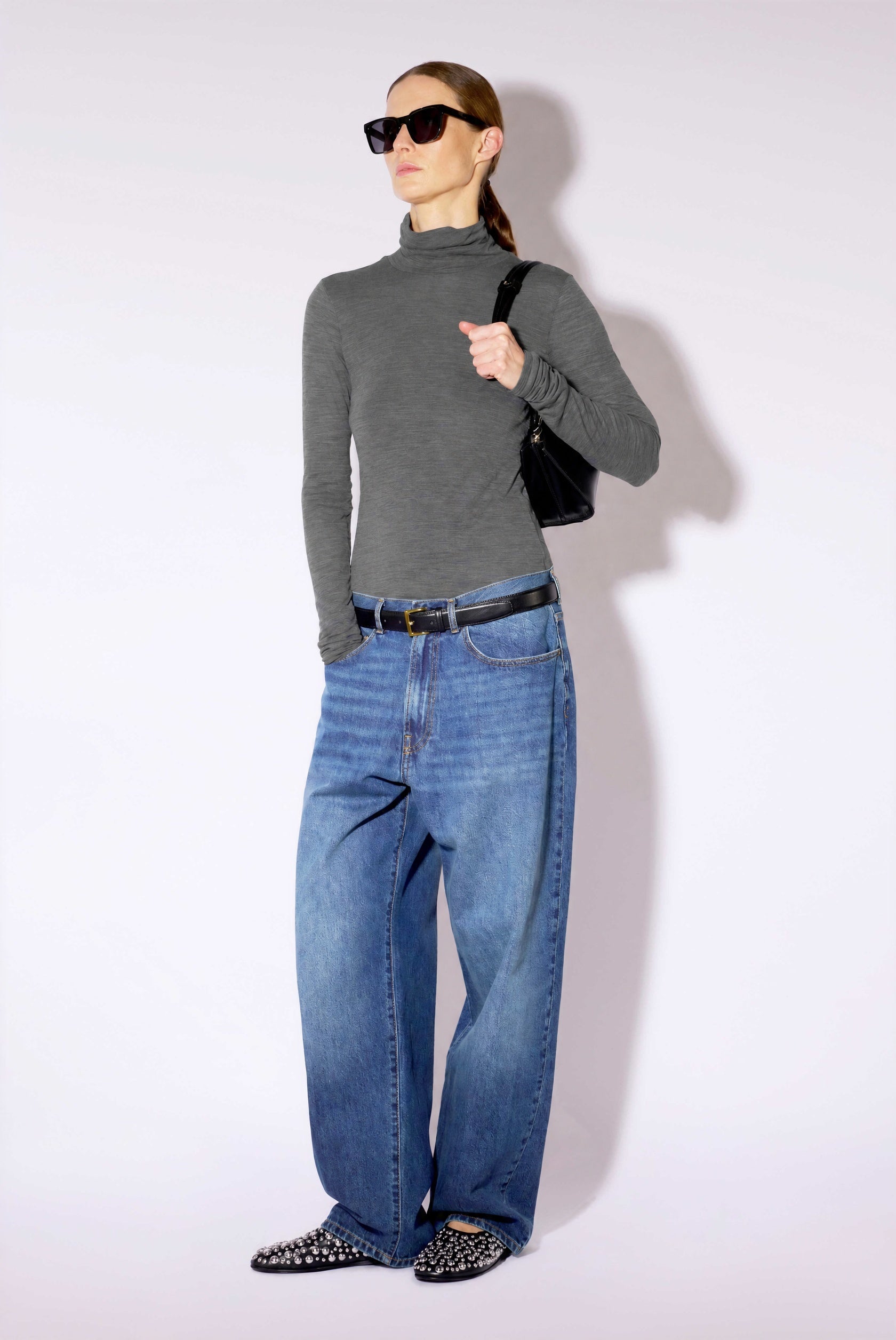 Liviana Conti Ginevra t-shirt gris laine col haut