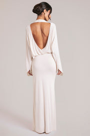 Oh Polly Dresses 15917 robe maxi vanille drapée