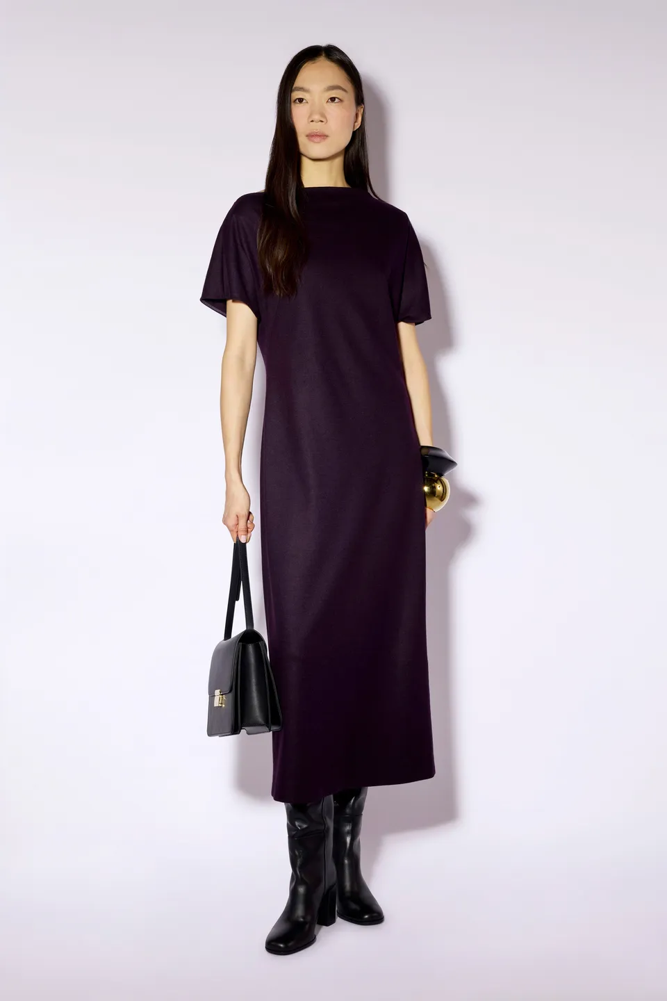 Liviana Conti Sabina robe midi cachemire mirtillo