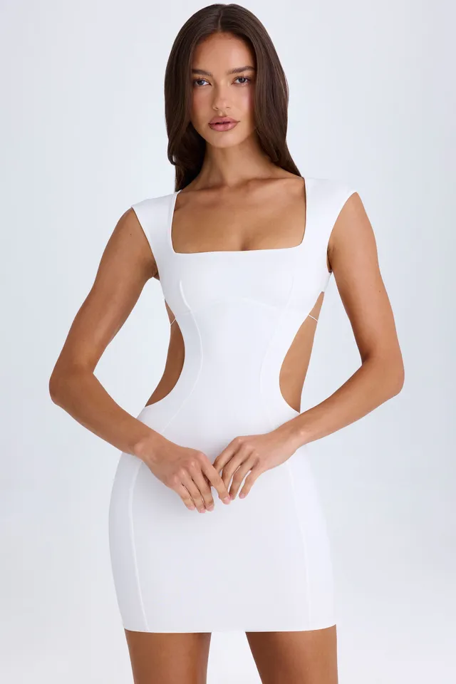 Oh Polly Addison 10431 robe mini blanche dos nu bodycon