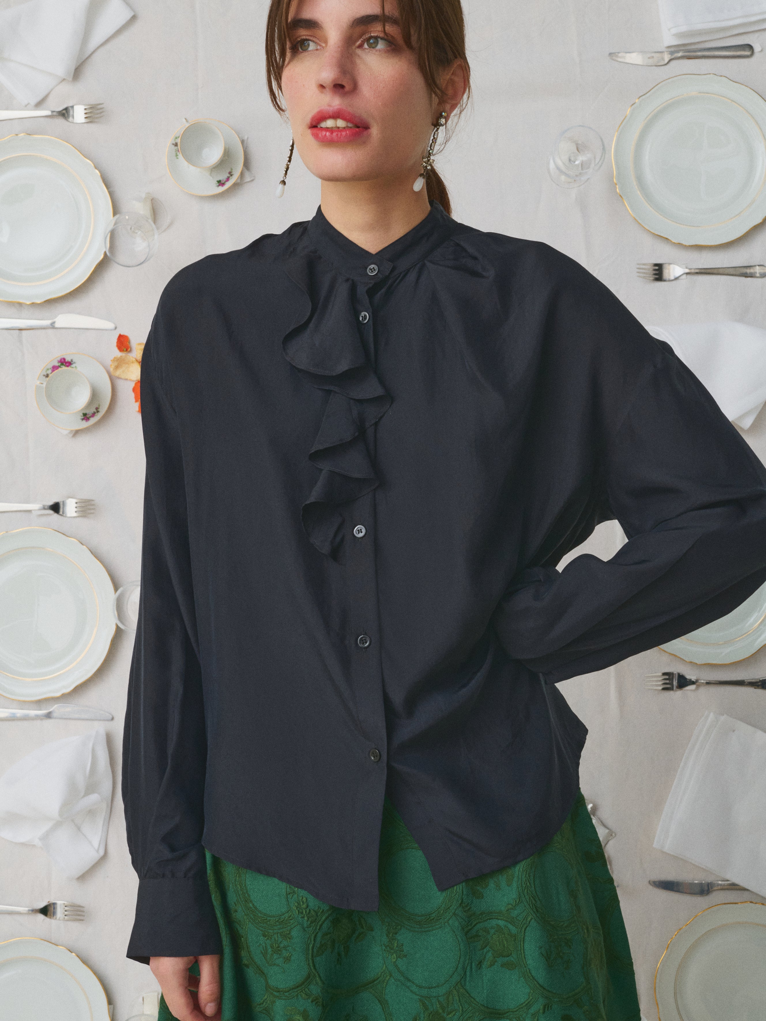 Mii à table Jabo chemise soie femme rose pâle taille S