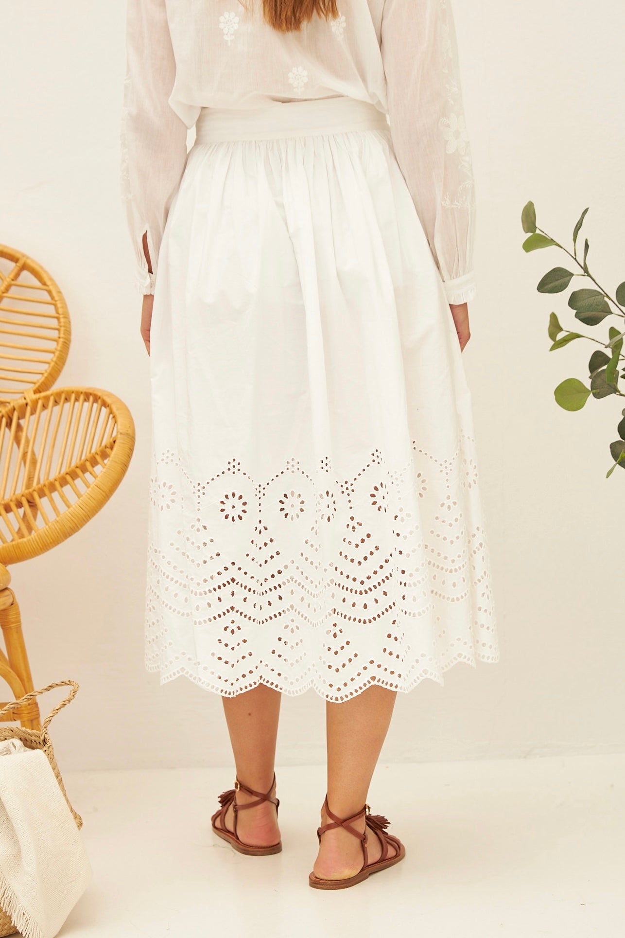 Chicosoleil Birdie jupe blanche coton broderie