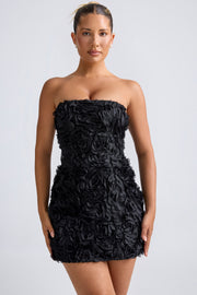 Oh Polly Azaelea 9953 Robe Mini Noire Fleurs Satin