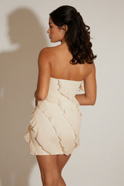 Oh Polly Tatiana robe mini bandeau vanille à volants