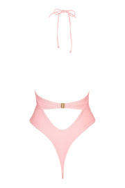 Oh Polly Swim maillot 1 pièce string baby pink perles