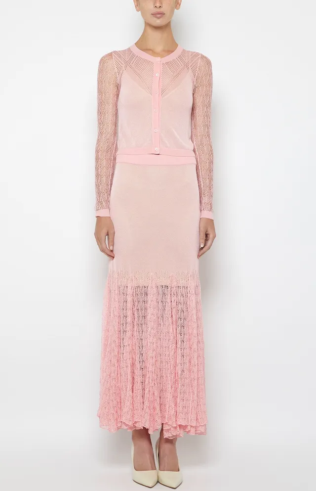 Prabal Gurung Pointelle Trumpet jupe rose viscose XS à XL