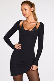 Oh Polly Caris Mini Robe Noire Dentelle Modal
