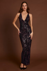 Oh Polly Luserna robe maxi violette serpent à strass