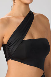 Oh Polly Shyla 8133 robe noire mini froncée cut out