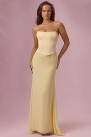 Oh Polly Dresses robe satin corset jaune beurre