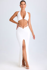 Oh Polly Zweena 10322 Jupe Maxi Blanche Fente Taille Mi-Haute
