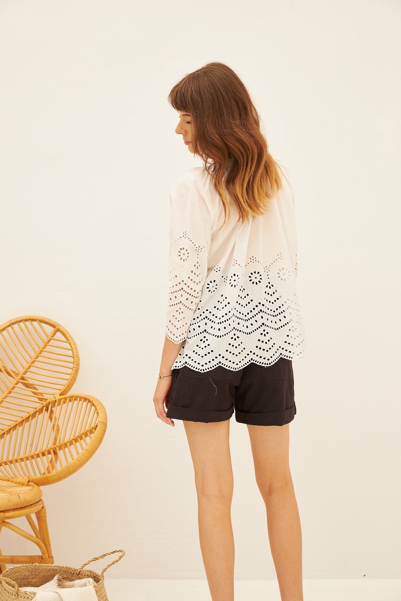 Chicosoleil Sophia top blanc coton broderie anglaise XS-XL