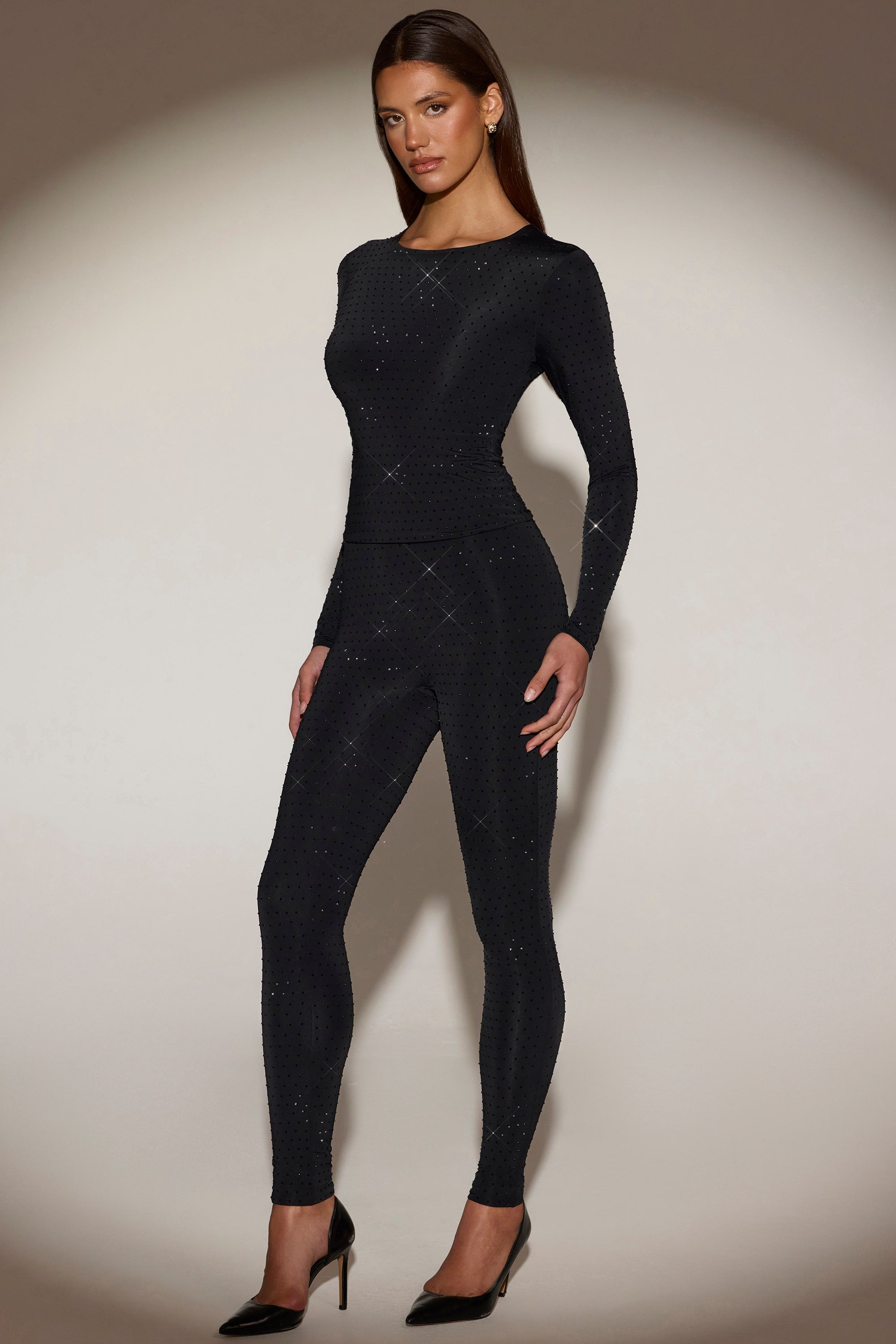 Oh Polly Cassie 14965 leggings jersey noir strass
