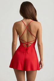 Oh Polly Jumpsuits Helaia combishort rouge froncé