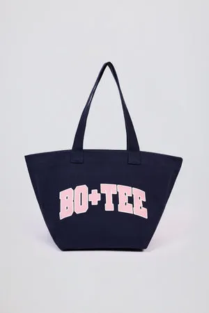 Bo+Tee tote bag cabas toile bleu marine coton zippé