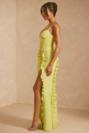 Oh Polly Perrine 6917 robe maxi vert lime corset satin