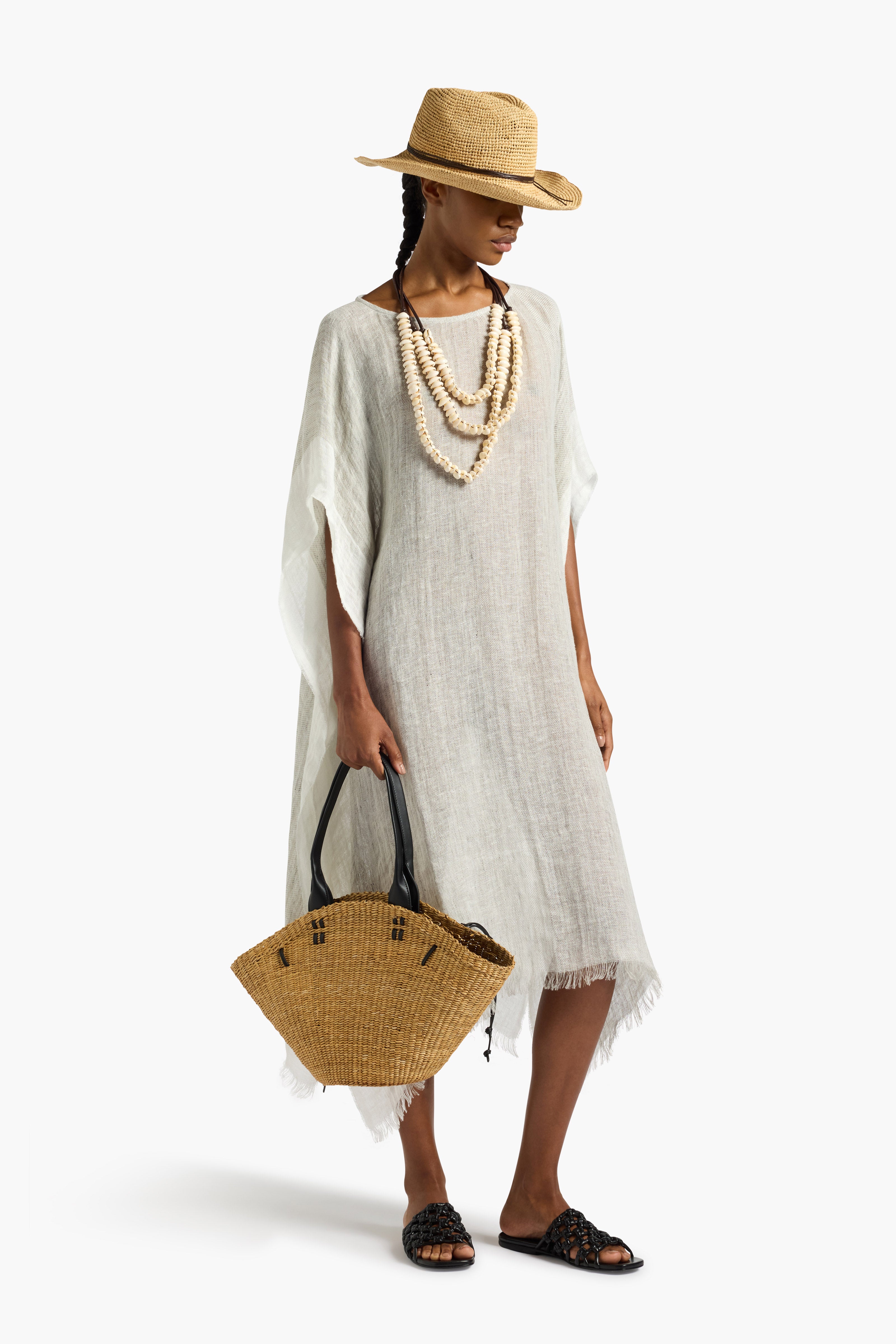 Liviana Conti Flossie caftan lin gris bicolore