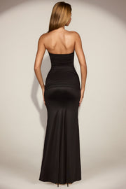Oh Polly Aisra robe satin noire bustier sirène