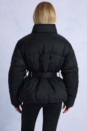 Oh Polly BT2401 veste ski noire imperméable ceinturée