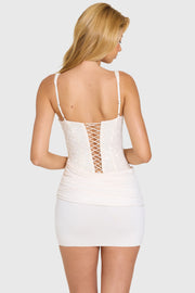 Oh Polly Embellished Naelia Corset Mini Robe Ivoire Sequins