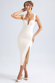 Oh Polly Dresses Aiko 9802 robe ivoire crêpe fente