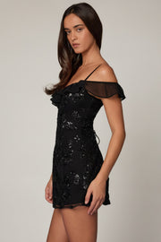 Oh Polly Jacira 14454 mini robe noire sequins