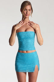 Oh Polly Embellished Inina mini jupe strass bleu aqua
