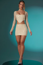 Oh Polly Embellished Romy jupe mini dentelle ivoire bodycon