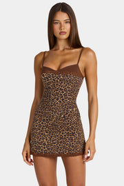 Oh Polly Timi 16582 robe mini modal dentelle léopard