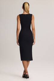 Oh Polly Dresses Aiko 9802 robe noire crêpe fente