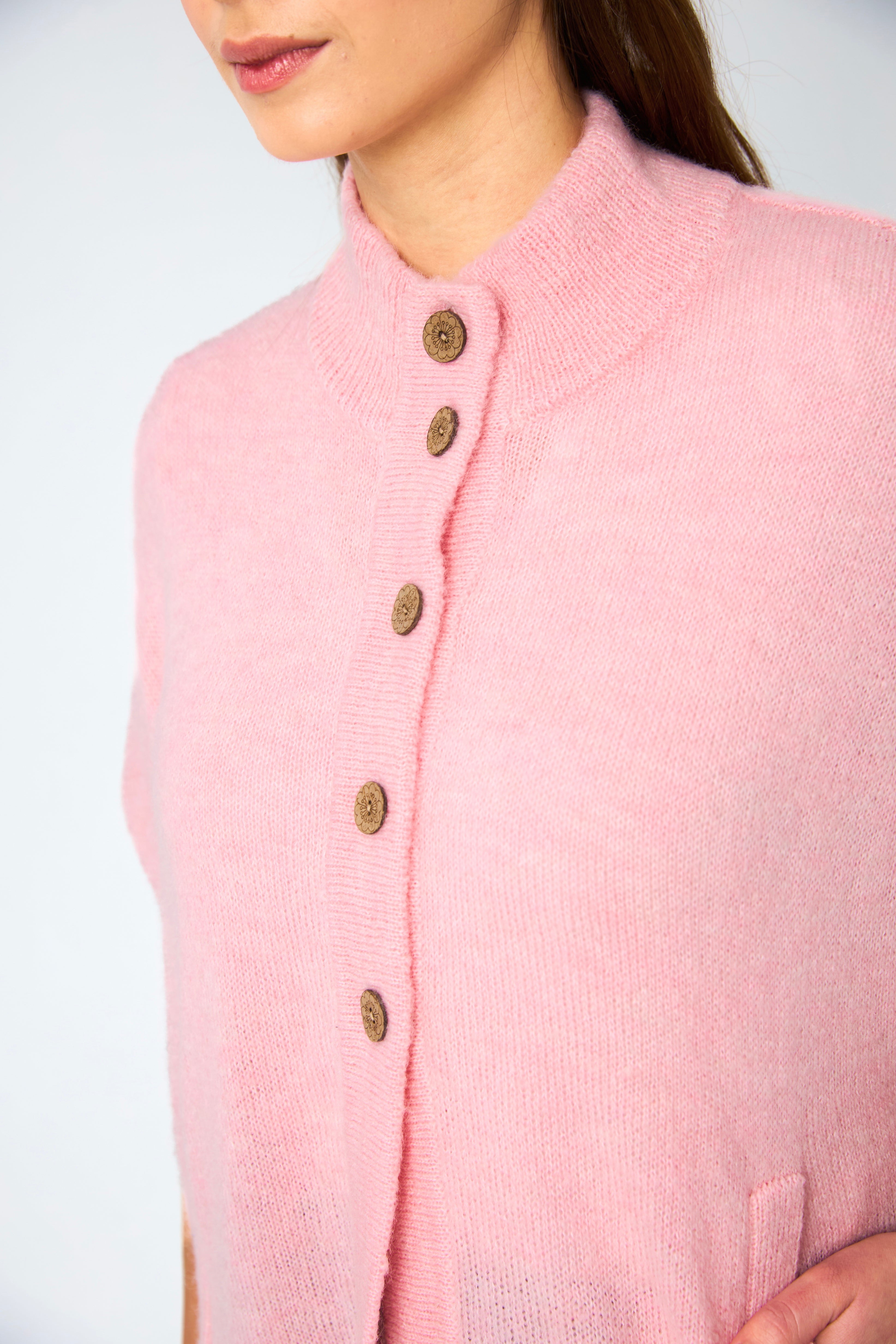 Chicosoleil Achill poncho cardigan rose mohair