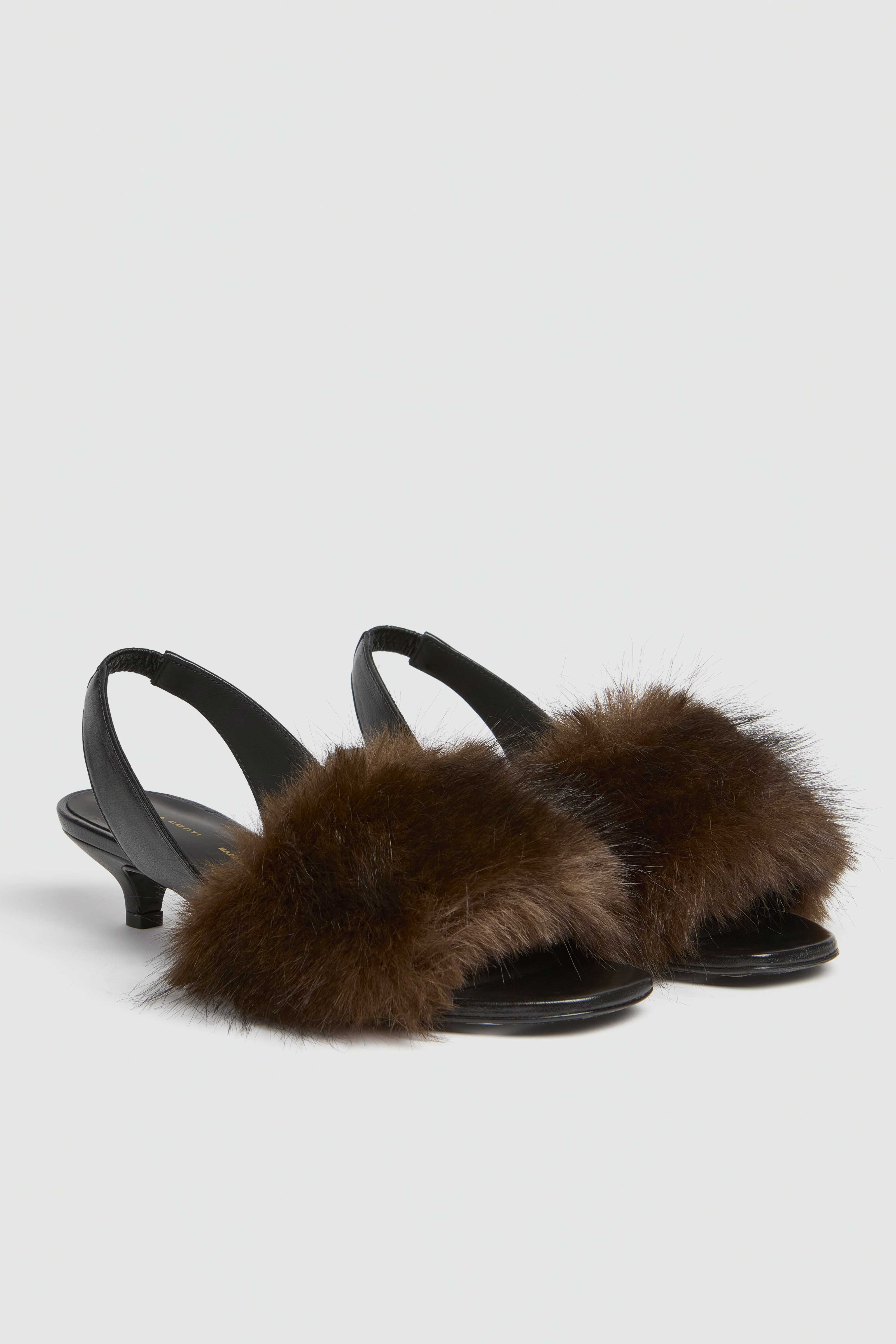 Liviana Conti Tamara Sandale Nappa Noir Talon Stiletto Fourrure