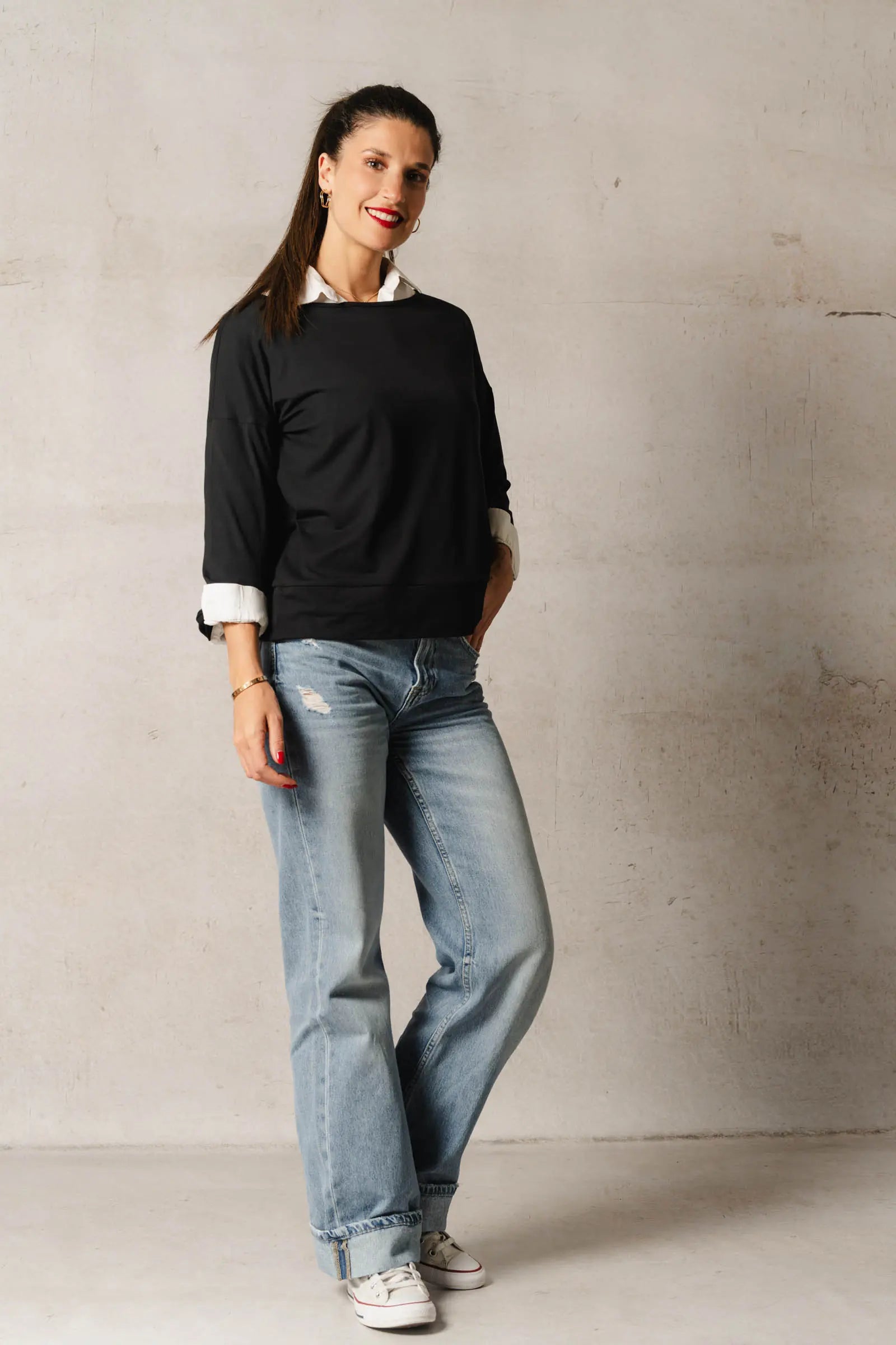 Thelma & Rose Cléa sweat col bateau navy T1