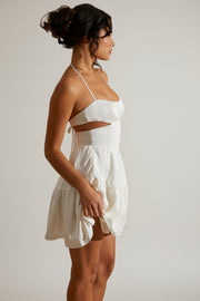 Oh Polly Fleur 6910 Robe Mini Blanche Licou Satin