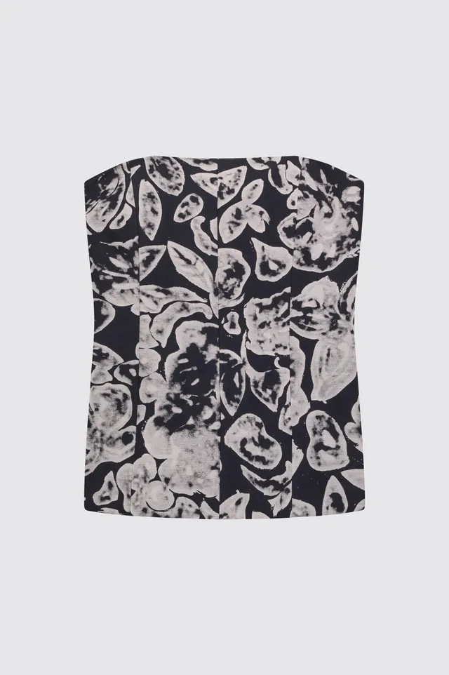 Liviana Conti Cecile top bustier notte/ecru imprimé viscose-lin