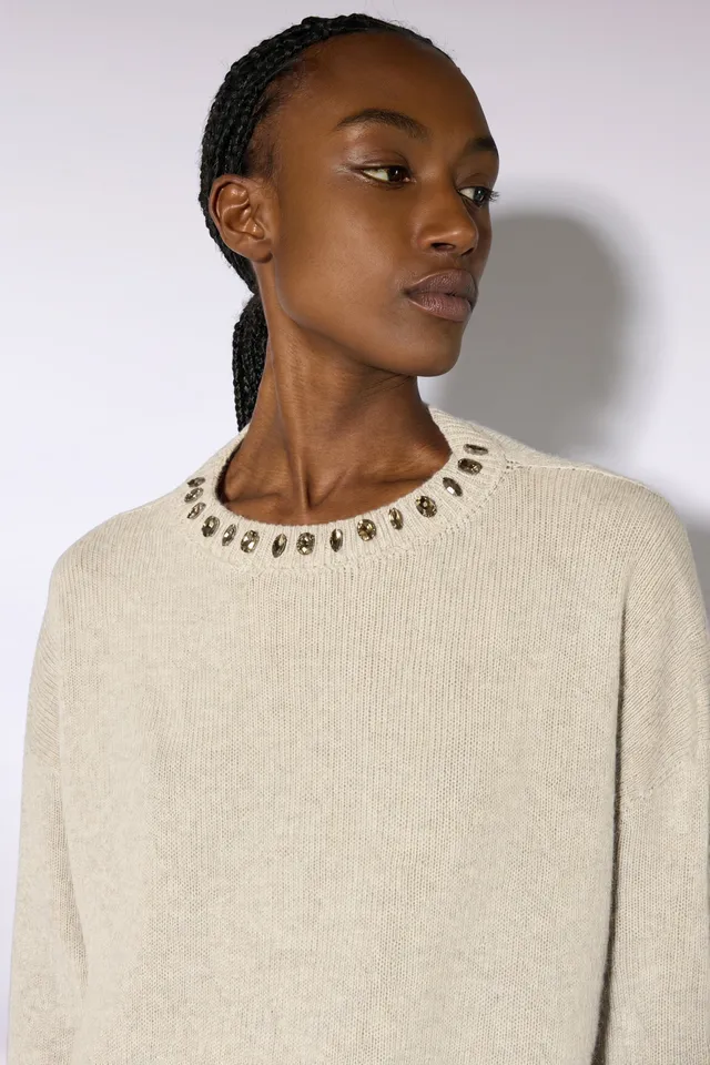 Liviana Conti Mabel Pull Maille Chiné Gris Beige Manches Longues